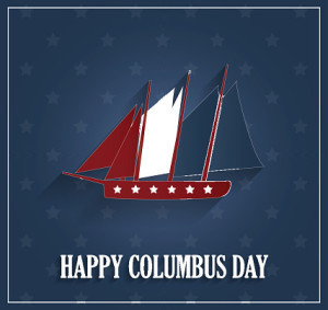 Apartments in Northwest San Antonio Celebrate Columbus Day aboard a sailboat on a mesmerizing blue background.