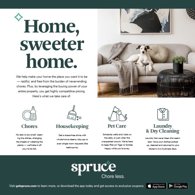 Apartments in Northwest San Antonio Spruce cleaning flyer - Apartments, home, sweeter home.